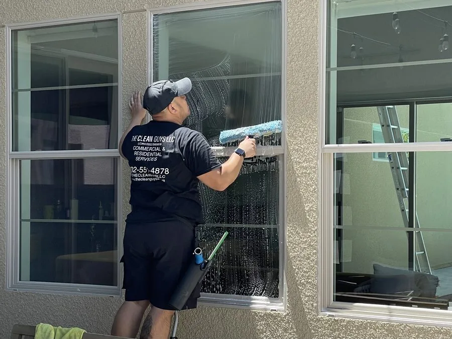 The Clean Guys cleaning residential windows Las Vegas
